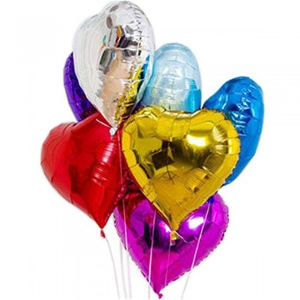 Image 162: Mix Color | 6pcs Helium Filled Love Heart Shape Foil Balloon 18" | Delivery By Car