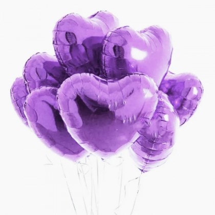 Image 160: Light Purple Color | 6pcs Helium Filled Love Heart Shape Foil Balloon 18" | Delivery By Car