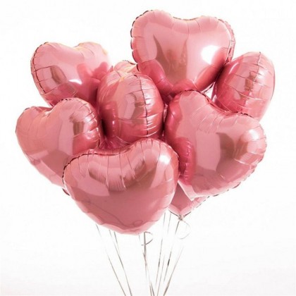 Image 166: Pink Color | 6pcs Helium Filled Love Heart Shape Foil Balloon 18" | Delivery By Car