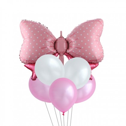 Image 118: 6pcs Sweet Ribbon Style Helium Set | 1pcs Foil Balloon & 5pcs Latex Balloon | Delivery By Car