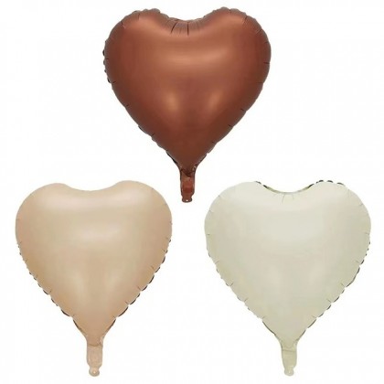 Image 117: Set 3pcs Cafe-Theme Helium Balloons | Cappuccino Latte Mocha Espresso Color | Heart Shaped | Delivery By Car