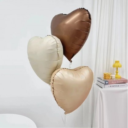 Image 116: Set 3pcs Cafe-Theme Helium Balloons | Cappuccino Latte Mocha Espresso Color | Heart Shaped | Delivery By Car